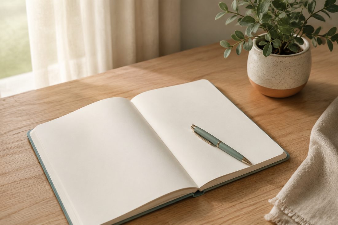 An open notebook, ready for reflection